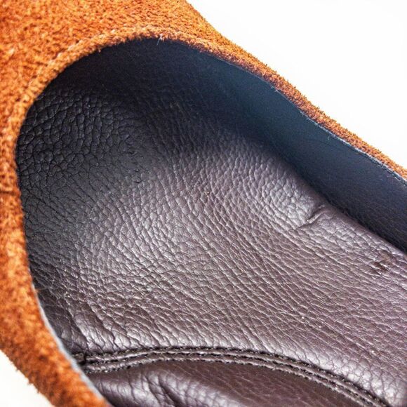 KC Reaction Brown Suede Chunky Buckle Heels Sz 8.5 - Picture 9 of 11